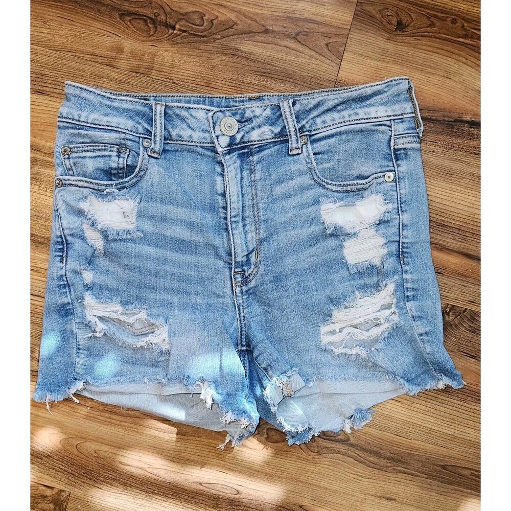 American Eagle Next Level Stretch Hi Waisted Distressed Jean Shorts Size 10